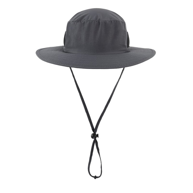 LLmoway Boys Quick Dry Breathable Summer Bucket Hat UV Protection Kid Wide Brim Mesh Safari Hat Grey - Image 2